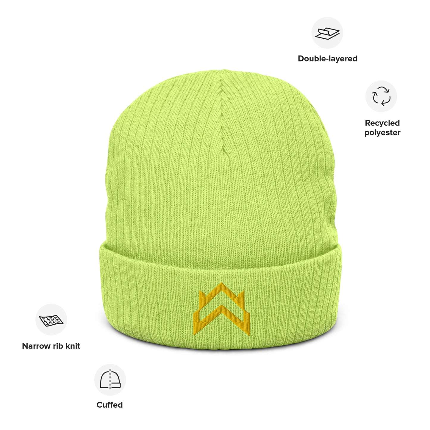 WW Gold Crown Logo Ribbed Knit Beanie