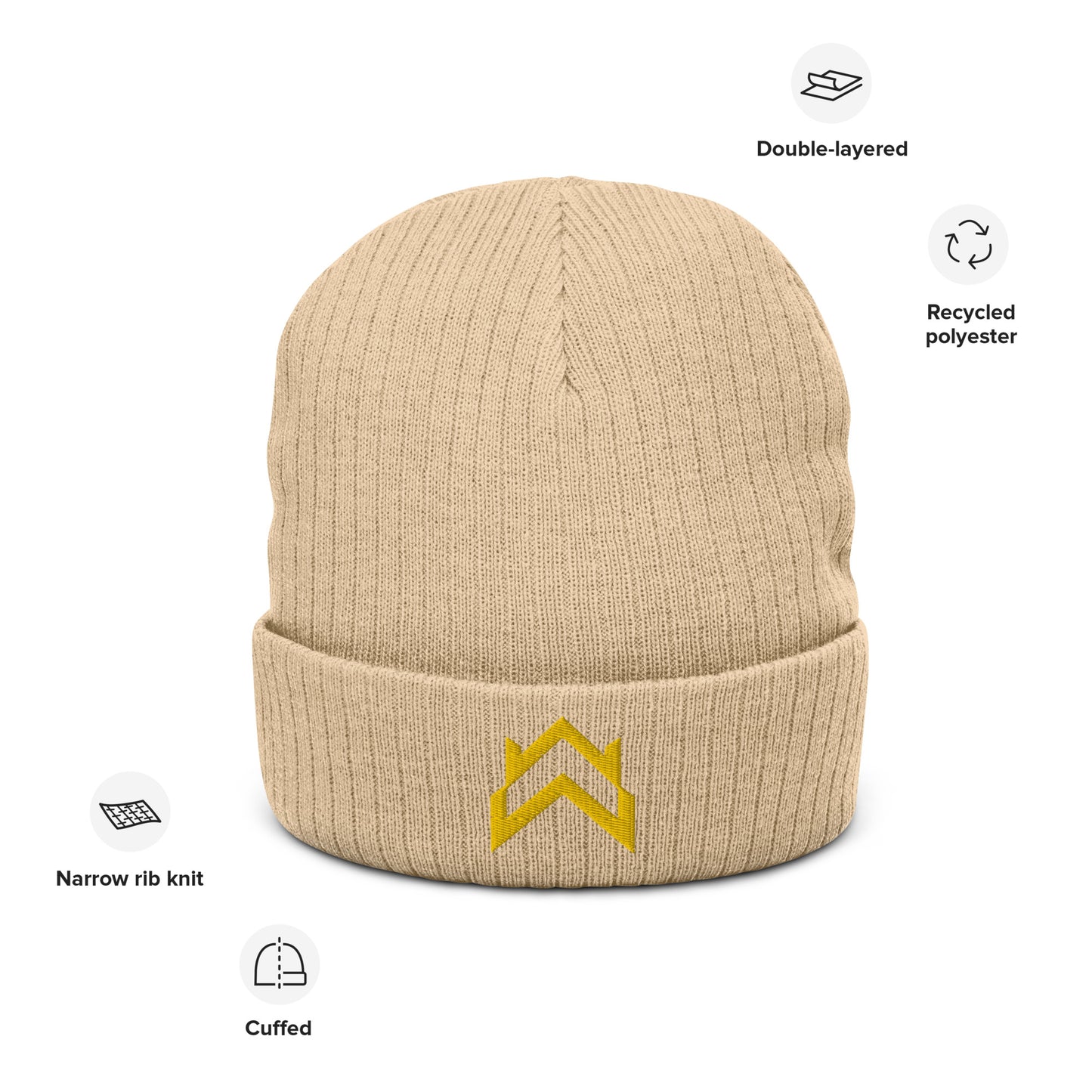 WW Gold Crown Logo Ribbed Knit Beanie