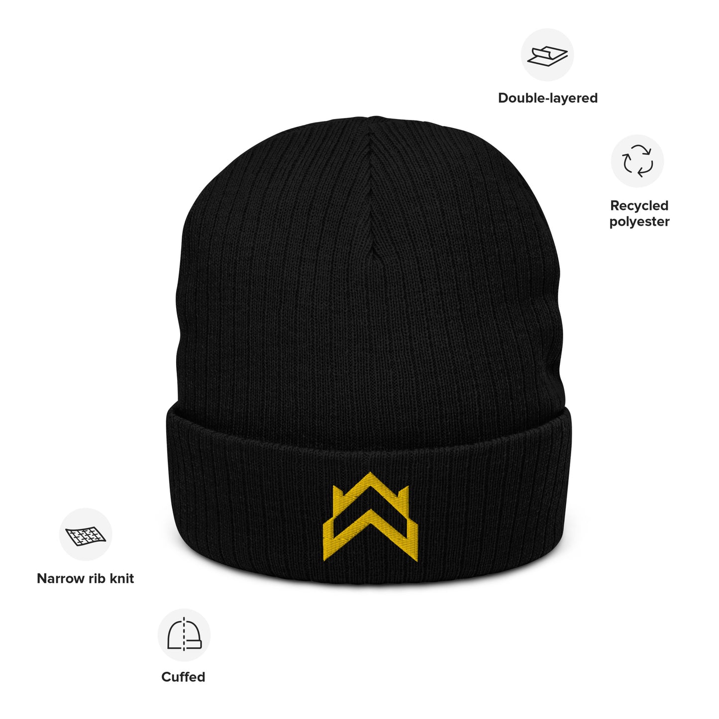 WW Gold Crown Logo Ribbed Knit Beanie