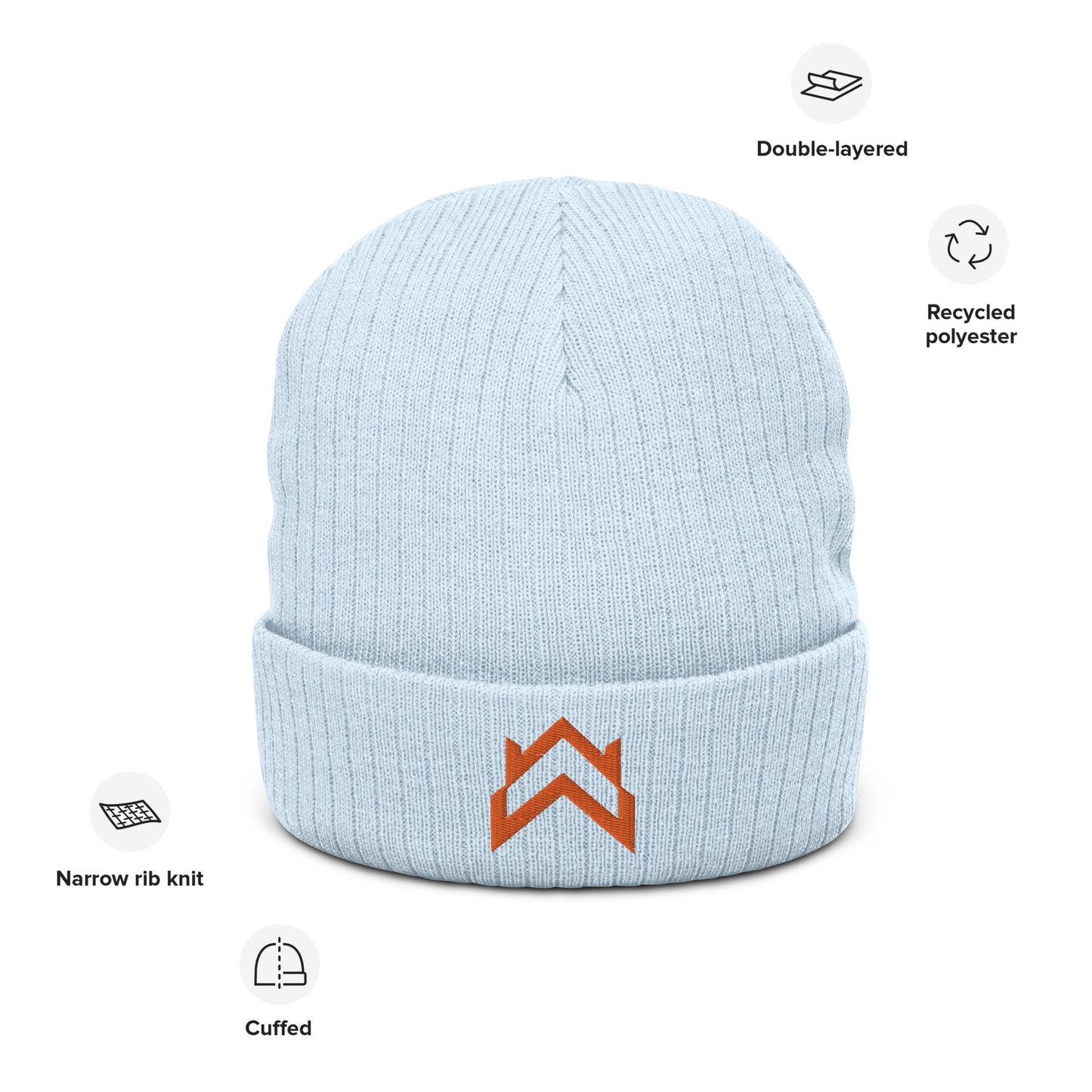 WW Orange Crown Logo Ribbed Knit Beanie