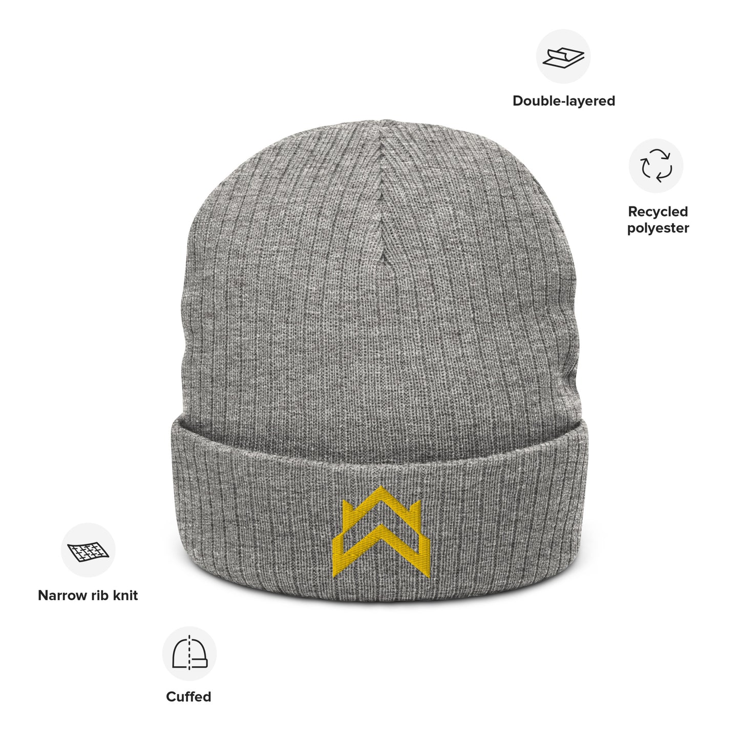 WW Gold Crown Logo Ribbed Knit Beanie