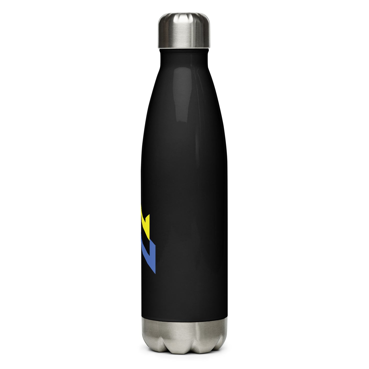 Whatever Wear Stainless Steel Water Bottle -Yellow/Blue Logo