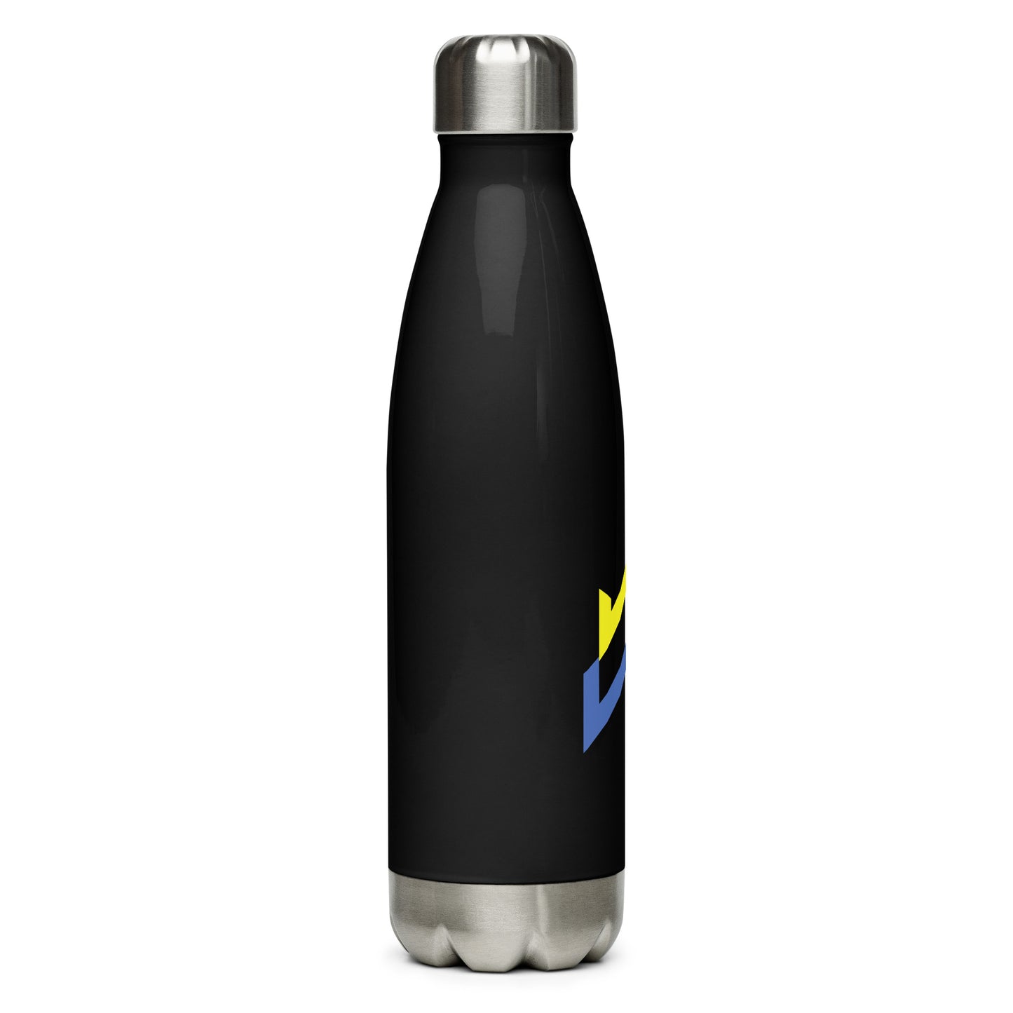 Whatever Wear Stainless Steel Water Bottle -Yellow/Blue Logo